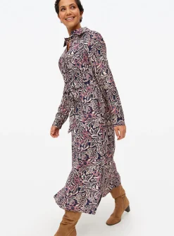 Pink Floral Tie-Waist Midaxi Shirt Dress 12R