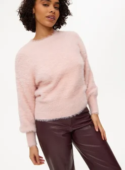 Pink Fluffy Crew Neck Jumper 24