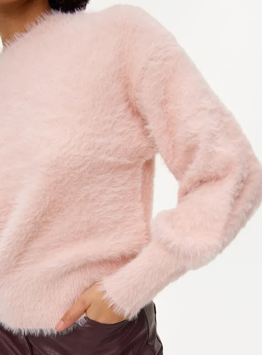 Pink Fluffy Crew Neck Jumper 24
