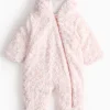 Pink Fluffy Rose Design Pramsuit 3-6 months