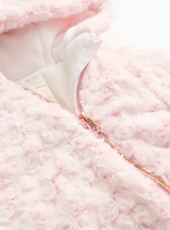 Pink Fluffy Rose Design Pramsuit 3-6 months