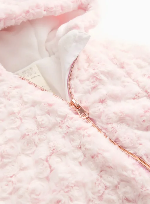 Pink Fluffy Rose Design Pramsuit 3-6 months