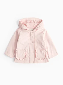 Pink Frill Pocket Rubberised Mac 9-12 months