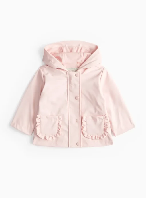 Pink Frill Pocket Rubberised Mac 9-12 months