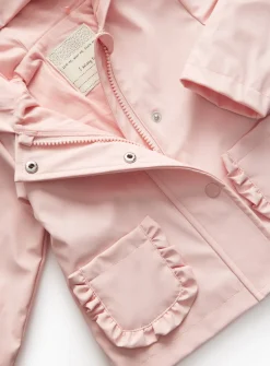 Pink Frill Pocket Rubberised Mac 9-12 months