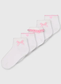 Pink Gingham Socks 5 Pack 6-8.5