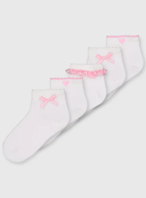 Pink Gingham Socks 5 Pack 6-8.5