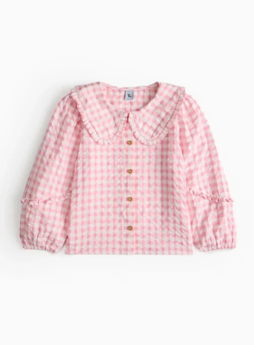 Pink Gingham Woven Blouse 11 years