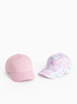 Pink Glitter & Tie Dye Caps 2 Pack 3-5 years