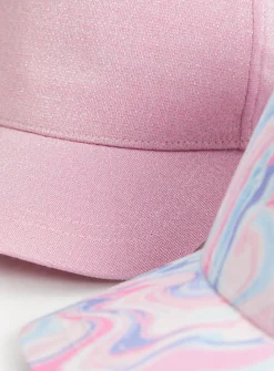Pink Glitter & Tie Dye Caps 2 Pack 3-5 years