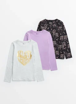 Pink, Grey & Black Lunar T-Shirts 3 Pack 5 years