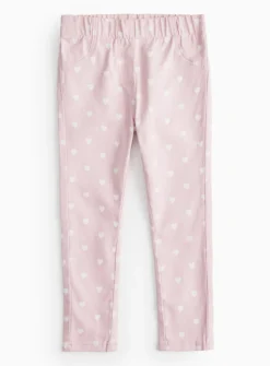 Pink Heart Print Jeggings 5-6 years