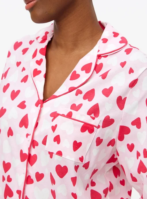 Pink Heart Print Traditional Pyjamas S