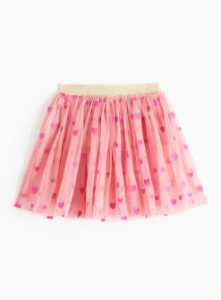 Pink Heart Print Tutu Skirt 3-4 years
