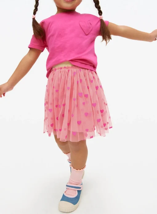 Pink Heart Print Tutu Skirt 3-4 years