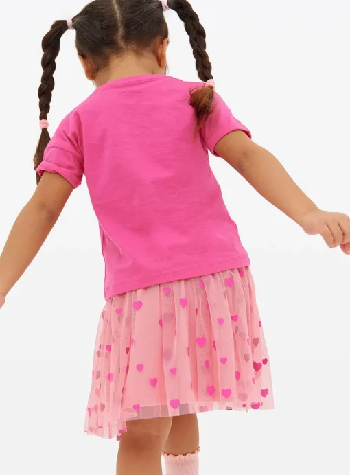 Pink Heart Print Tutu Skirt 3-4 years