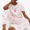 Pink Heart Swan Printed Jersey Pyjamas L
