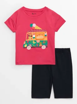 Pink Ice Cream Van T-Shirt & Cycling Shorts Set 1-2 years