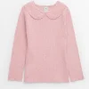 Pink Knitted Collared Long Sleeve Top 1-2 years