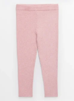 Pink Knitted Ribbed Leggings 1-2 years