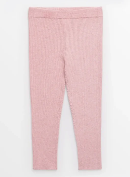 Pink Knitted Ribbed Leggings 1-2 years