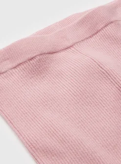 Pink Knitted Ribbed Leggings 1-2 years