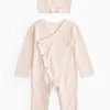 Pink Knitted Romper Set & Hat 3-6 months