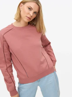 Pink Ladder Stitch Crew Sweatshirt L