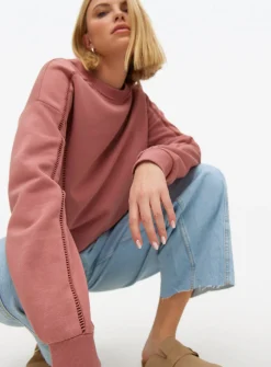Pink Ladder Stitch Crew Sweatshirt L