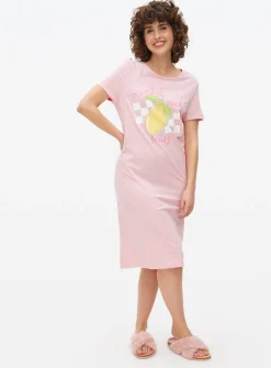 Pink Marché Aux Fruits Slogan Nightdress M