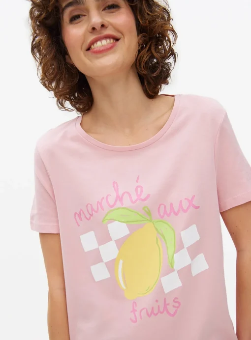 Pink Marché Aux Fruits Slogan Nightdress M