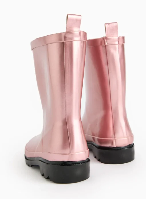 Pink Metallic Pearlised Rubber Wellies 9 Infant