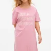 Pink Morning Slogan Nightdress XS