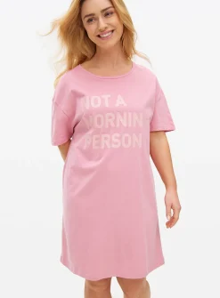 Pink Morning Slogan Nightdress XS