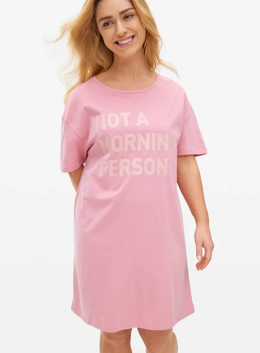 Pink Morning Slogan Nightdress XS