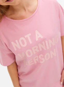 Pink Morning Slogan Nightdress XS