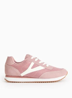 Pink Panel Retro Style Trainers 8