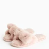 Pink Plush Knot Detail Slippers S
