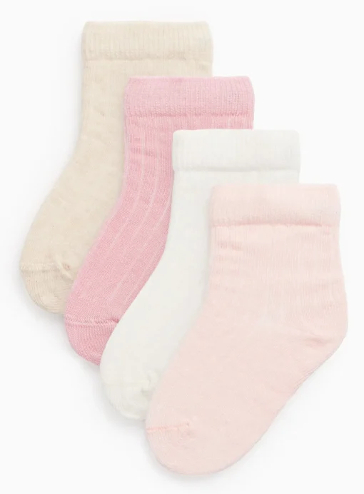 Pink Ribbed Socks 4 Pack 6-12 months