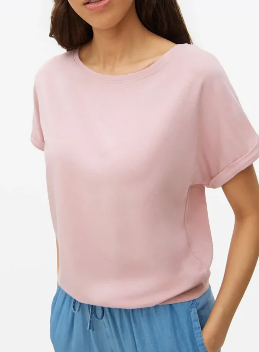 Pink Roll Sleeve Relaxed T-Shirt XXL