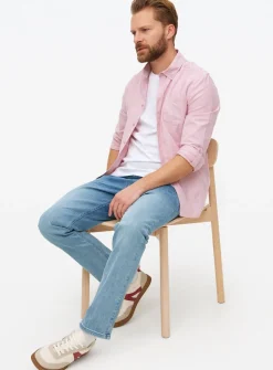 Pink Roll Sleeve Slim Fit Oxford Shirt M