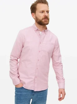Pink Roll Sleeve Slim Fit Oxford Shirt M