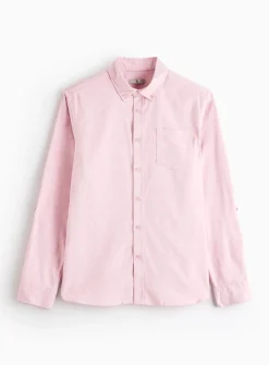 Pink Roll Sleeve Slim Fit Oxford Shirt M