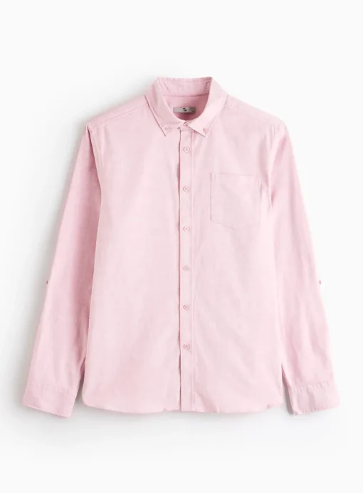 Pink Roll Sleeve Slim Fit Oxford Shirt M