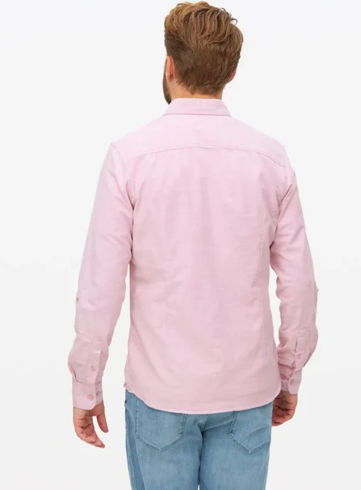 Pink Roll Sleeve Slim Fit Oxford Shirt M