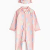 Pink Seahorse Print Swimsuit & Keppi Hat 2-3 years