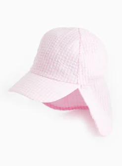 Pink Seersucker Keppie Hat 6-9 years