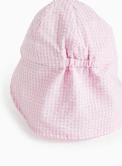 Pink Seersucker Keppie Hat 6-9 years