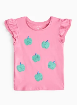 Pink Sequin Apple T-Shirt 1-2 years
