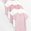 Pink Short Sleeve Bodysuit 5 Pack Up to 1 mth